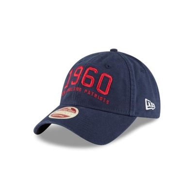 Blue New England Patriots Hat - New Era NFL Established Team Front 9TWENTY Adjustable Caps USA7326589